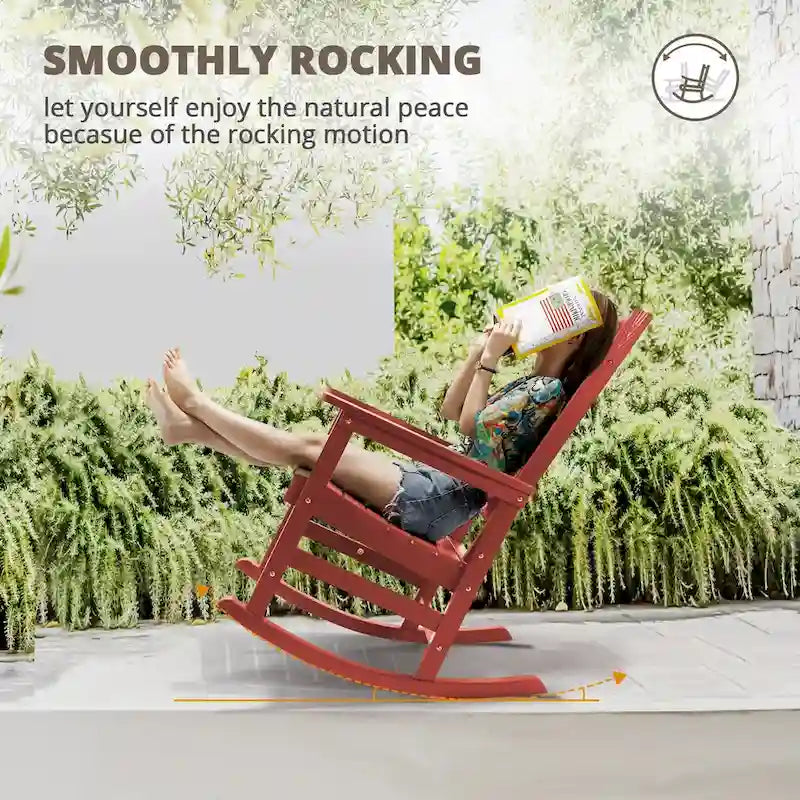 LUE BONA Sedie a dondolo Adirondack da esterno in plastica per patio, set da 4 - 34.6P x 28L x 43.7A
