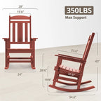 LUE BONA Sedie a dondolo Adirondack da esterno in plastica per patio, set da 4 - 34.6P x 28L x 43.7A