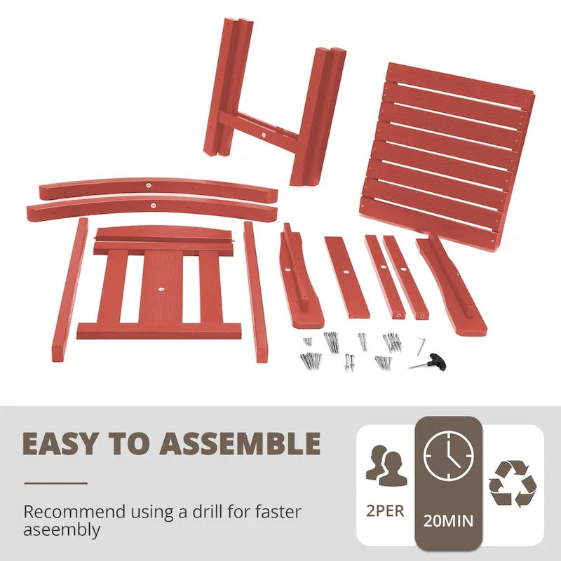 LUE BONA Sedie a dondolo Adirondack da esterno in plastica per patio, set da 4 - 34.6P x 28L x 43.7A