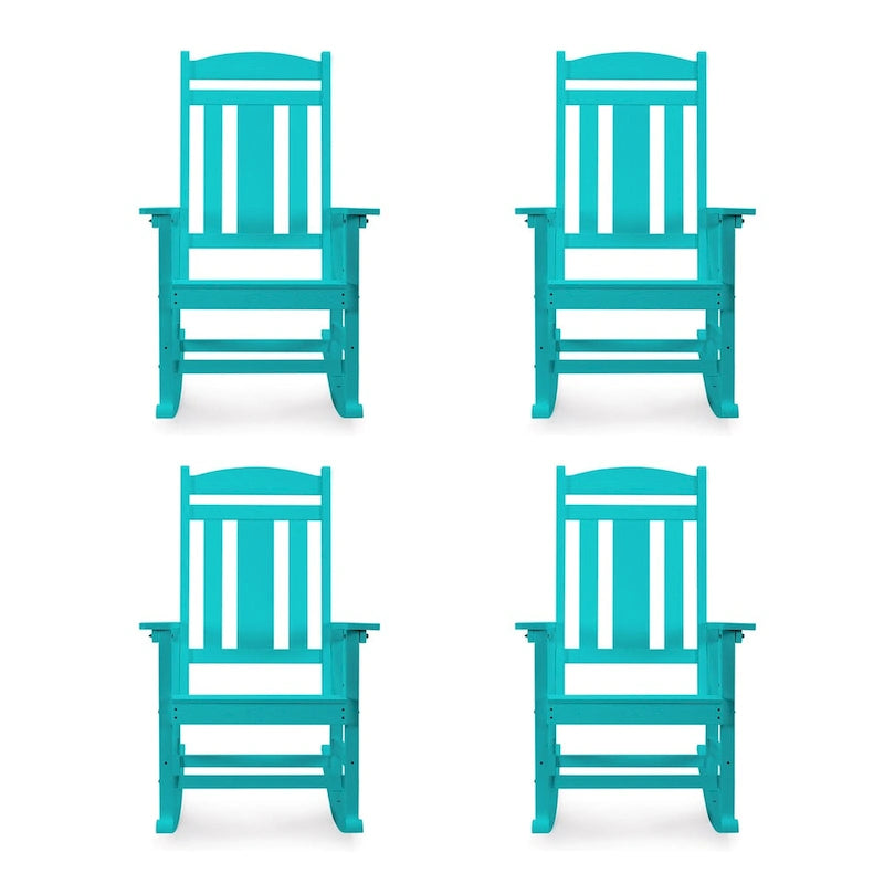 LUE BONA Sedie a dondolo Adirondack da esterno in plastica per patio, set da 4 - 34.6P x 28L x 43.7A