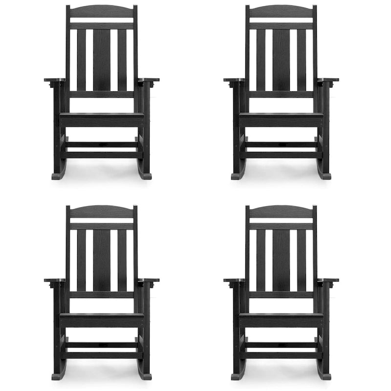 LUE BONA Sedie a dondolo Adirondack da esterno in plastica per patio, set da 4 - 34.6P x 28L x 43.7A