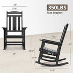 LUE BONA Sedie a dondolo Adirondack da esterno in plastica per patio, set da 4 - 34.6P x 28L x 43.7A