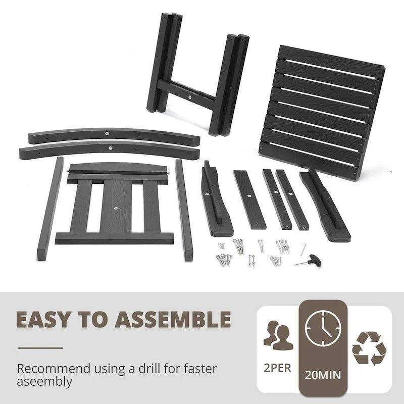LUE BONA Sedie a dondolo Adirondack da esterno in plastica per patio, set da 4 - 34.6P x 28L x 43.7A