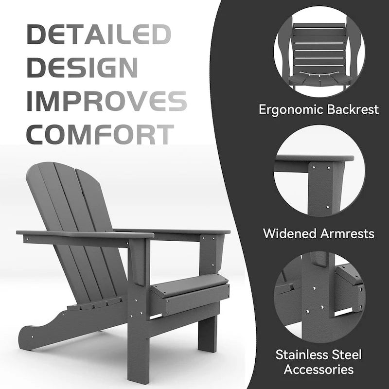 Sedia Adirondack Curveback in plastica riciclata per esterni (set di 2)