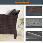 LIVOOSUN Set di 6 Mobili da Esterno in Rattan Marrone per Patio con Tavolino da Caffè
