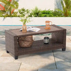 LIVOOSUN Set di 6 Mobili da Esterno in Rattan Marrone per Patio con Tavolino da Caffè
