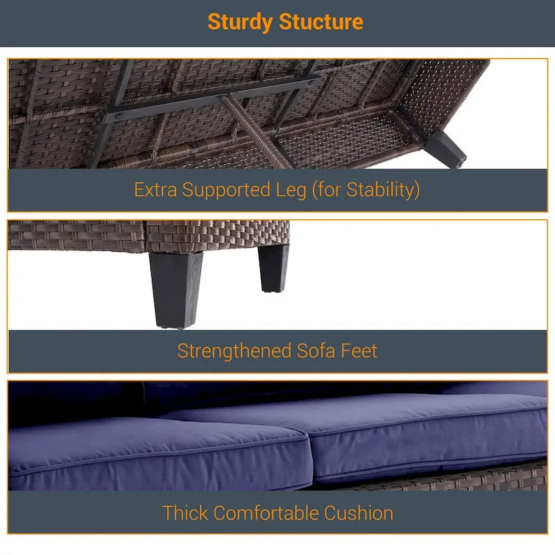 LIVOOSUN Set di 6 Mobili da Esterno in Rattan Marrone per Patio con Tavolino da Caffè