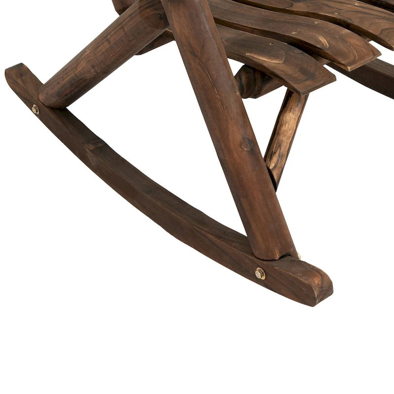 Sedia a dondolo Adirondack da esterno monoposto con schienale alto rustico