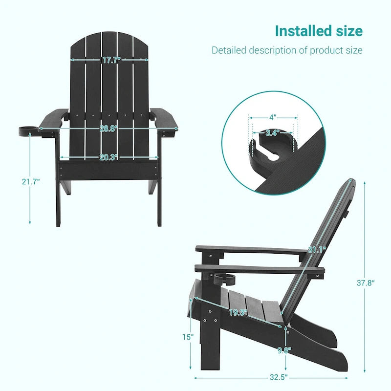 Bonosuki Sedia Adirondack da Giardino con Braccioli Grandi, Sedia da Falò