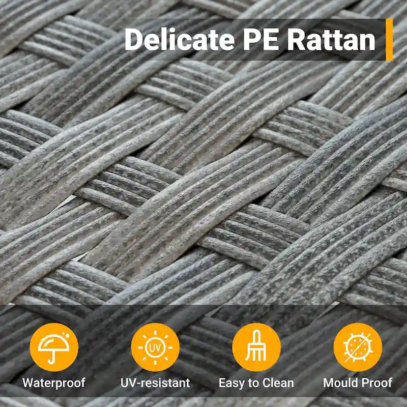 HOOOWOOO Set da 10 Pezzi di Mobili da Giardino con Divano Sezionale in Rattan Vimini e Tavolo con Focolare
