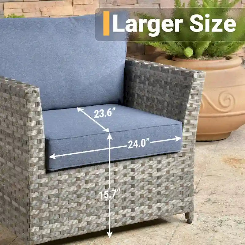 HOOOWOOO Set da 10 Pezzi di Mobili da Giardino con Divano Sezionale in Rattan Vimini e Tavolo con Focolare