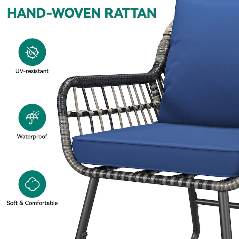 Set bistrot Moasis da 4 pezzi con divanetto in rattan blu per tutte le stagioni - 4 pz