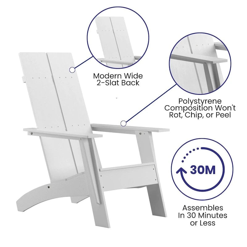 Sedia da giardino moderna stile Adirondack con schienale a doghe doppie