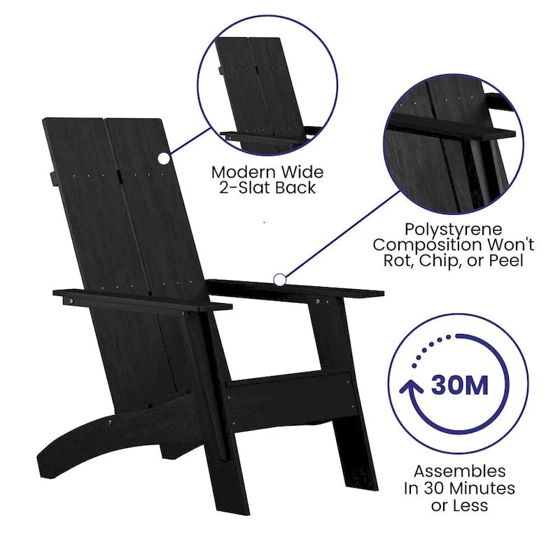 Sedia da giardino moderna stile Adirondack con schienale a doghe doppie