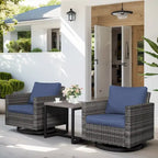 Set mobili da esterno 3 pezzi con poltrone a dondolo girevoli - Grigio