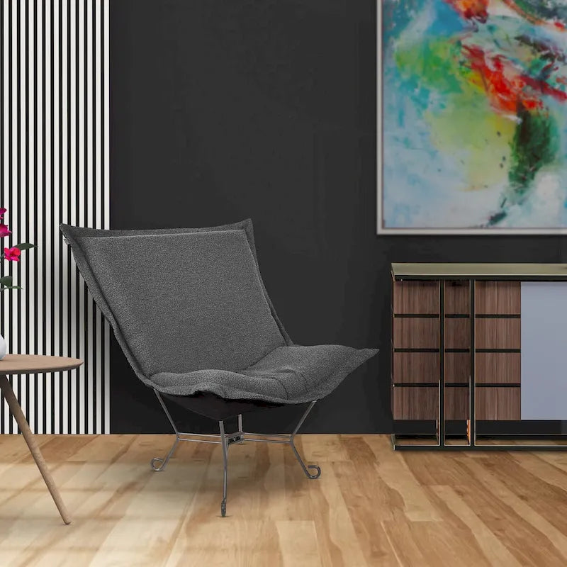 Allan Andrews Scroll Puff Chair with Titanium Frame, Barbet Collection