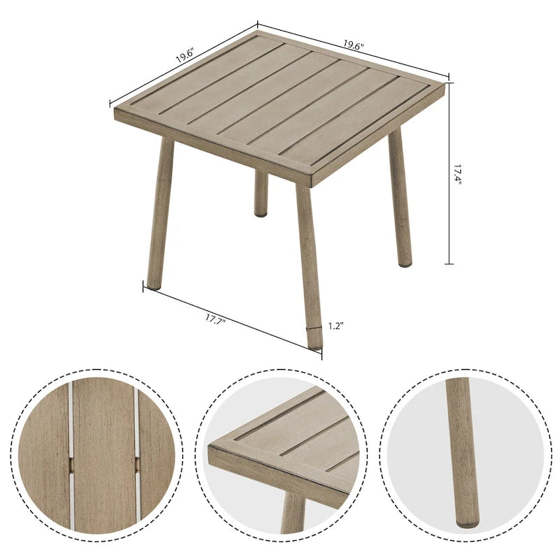 Set da Conversazione per Patio in Alluminio da 5 Pezzi con Tavolino e Cuscini