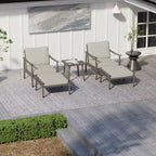 Set da Conversazione per Patio in Alluminio da 5 Pezzi con Tavolino e Cuscini