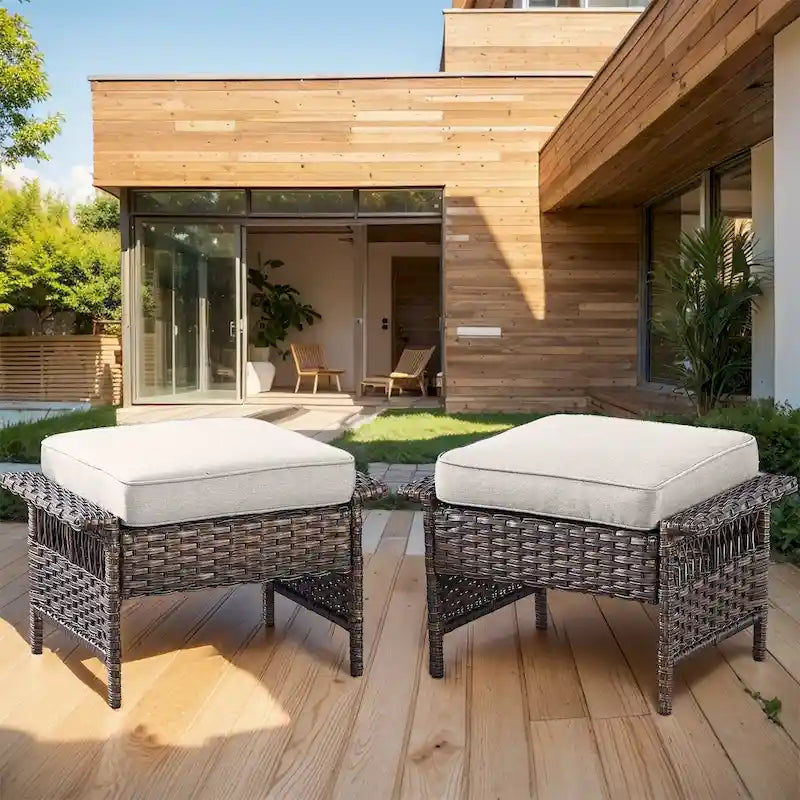 2 pouf da esterno per patio - marrone