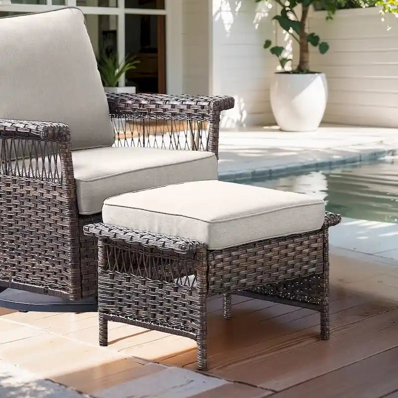 2 pouf da esterno per patio - marrone