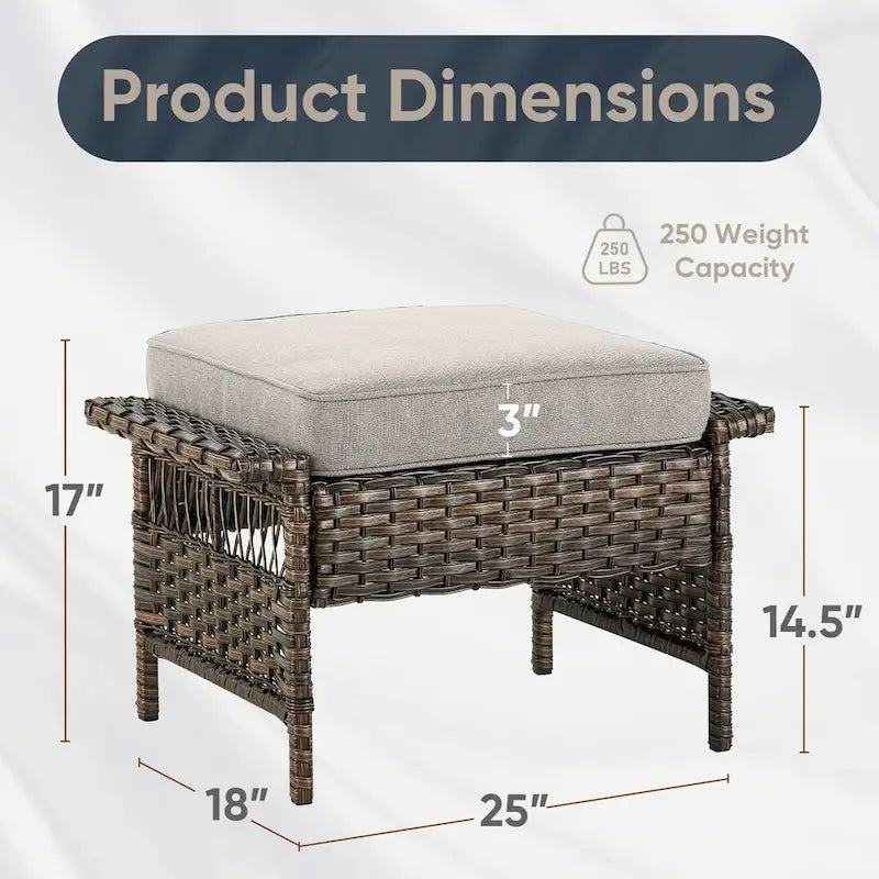 2 pouf da esterno per patio - marrone