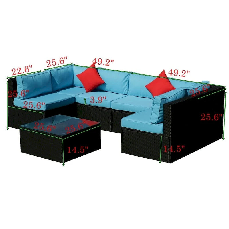 Set di divani da esterno sezionale a U in 5 pezzi in rattan PE con cuscini