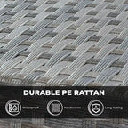 HOOOWOOO Set Sezionale da Esterno 10 Pezzi in Rattan e Vimini con Braciere