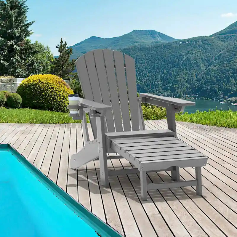 Sedia Adirondack da Esterno Resistente alle Intemperie con Portabicchieri/Poggiapiedi