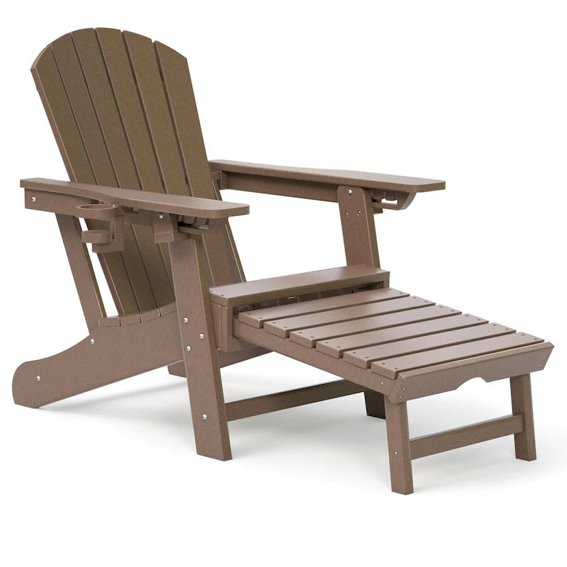 Sedia Adirondack da Esterno Resistente alle Intemperie con Portabicchieri/Poggiapiedi