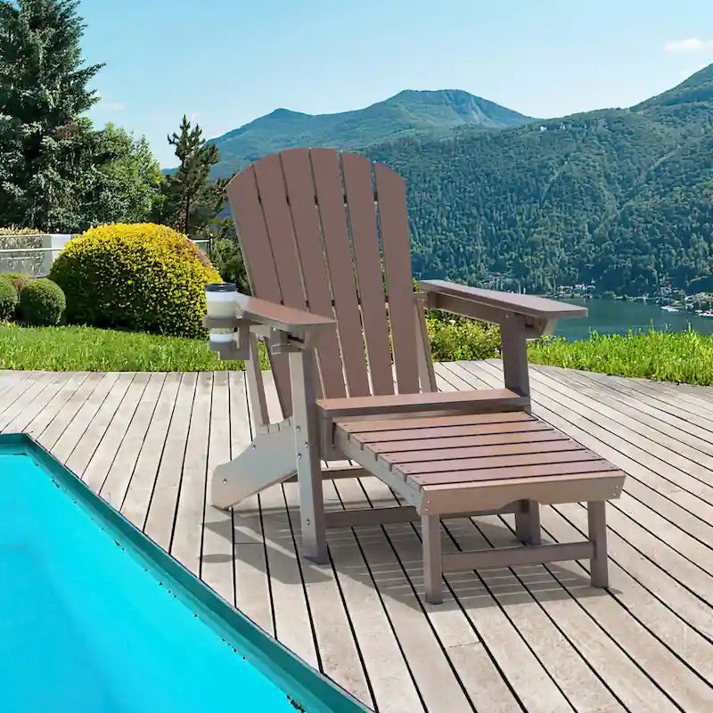 Sedia Adirondack da Esterno Resistente alle Intemperie con Portabicchieri/Poggiapiedi