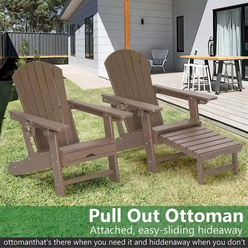 Sedia Adirondack da Esterno Resistente alle Intemperie con Portabicchieri/Poggiapiedi