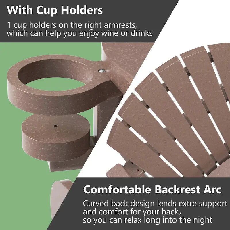 Sedia Adirondack da Esterno Resistente alle Intemperie con Portabicchieri/Poggiapiedi
