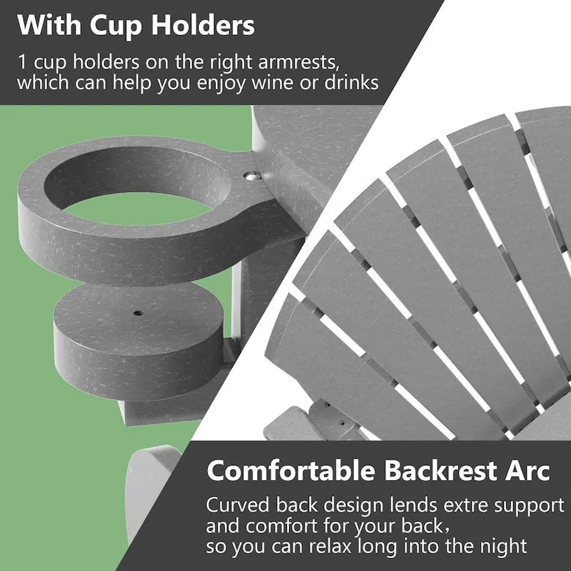 Sedia Adirondack da Esterno Resistente alle Intemperie con Portabicchieri/Poggiapiedi