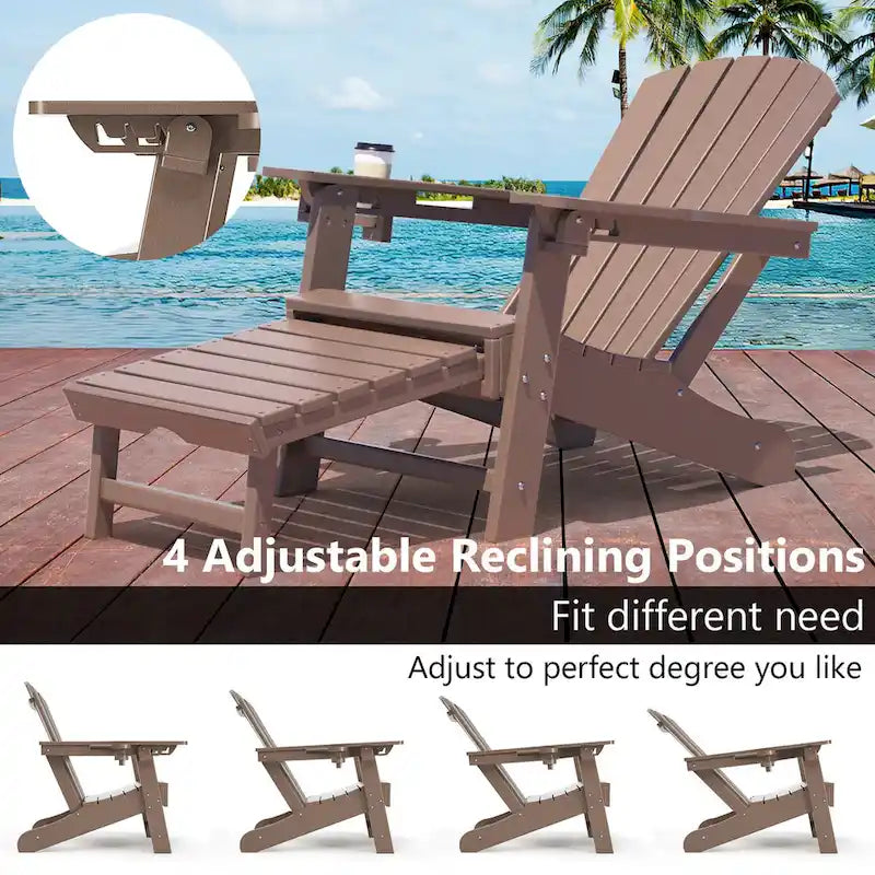Sedia Adirondack da Esterno Resistente alle Intemperie con Portabicchieri/Poggiapiedi