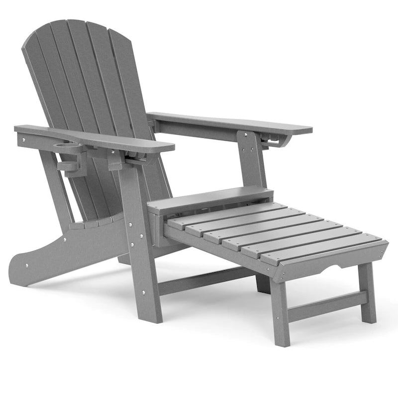Sedia Adirondack da Esterno Resistente alle Intemperie con Portabicchieri/Poggiapiedi