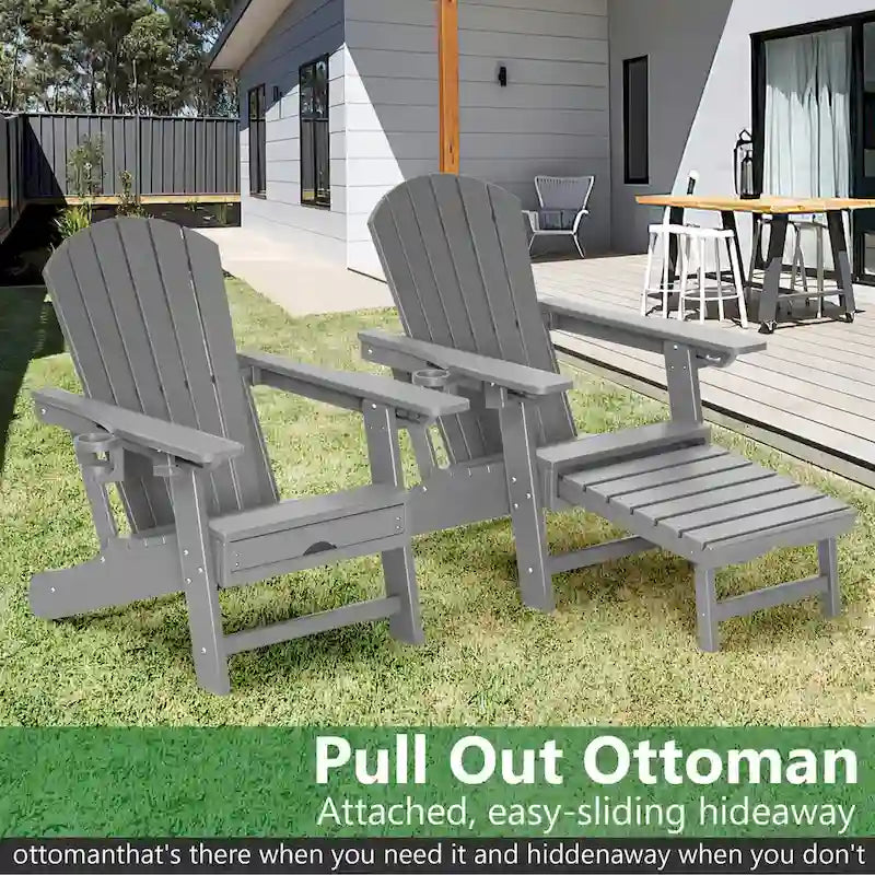 Sedia Adirondack da Esterno Resistente alle Intemperie con Portabicchieri/Poggiapiedi