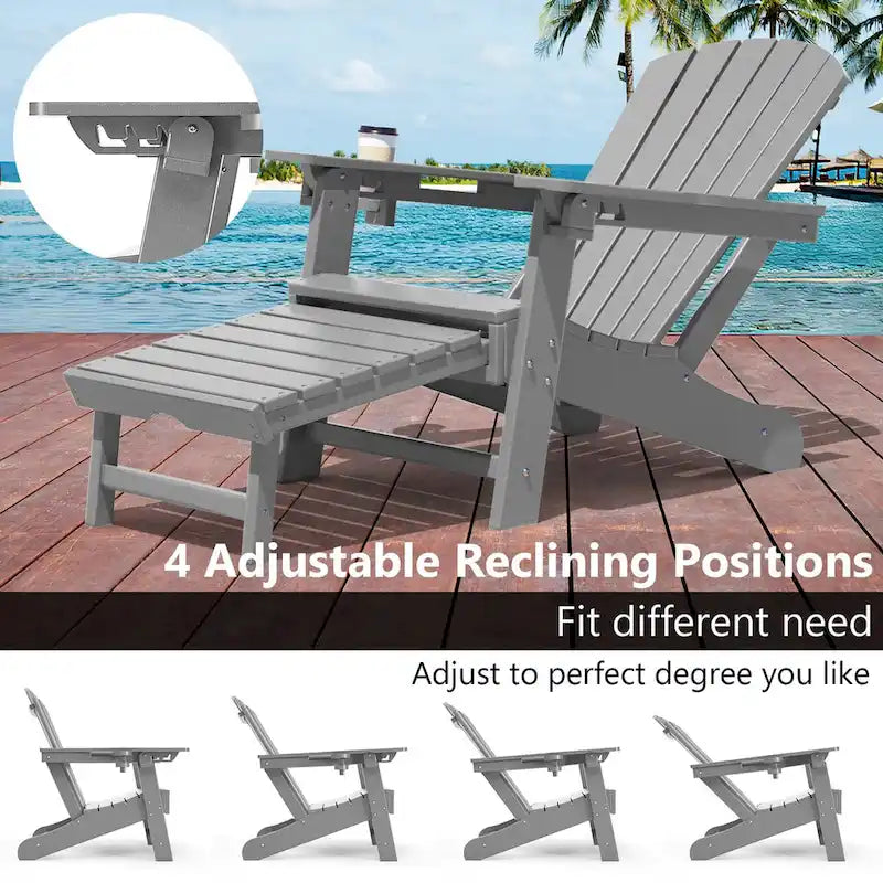 Sedia Adirondack da Esterno Resistente alle Intemperie con Portabicchieri/Poggiapiedi