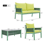 Set di mobili da giardino in corda da 4 pezzi, set salotto da giardino - 1 divanetto, 1 tavolo e 2 sedie
