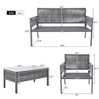 Set di mobili da giardino in corda da 4 pezzi, set salotto da giardino - 1 divanetto, 1 tavolo e 2 sedie