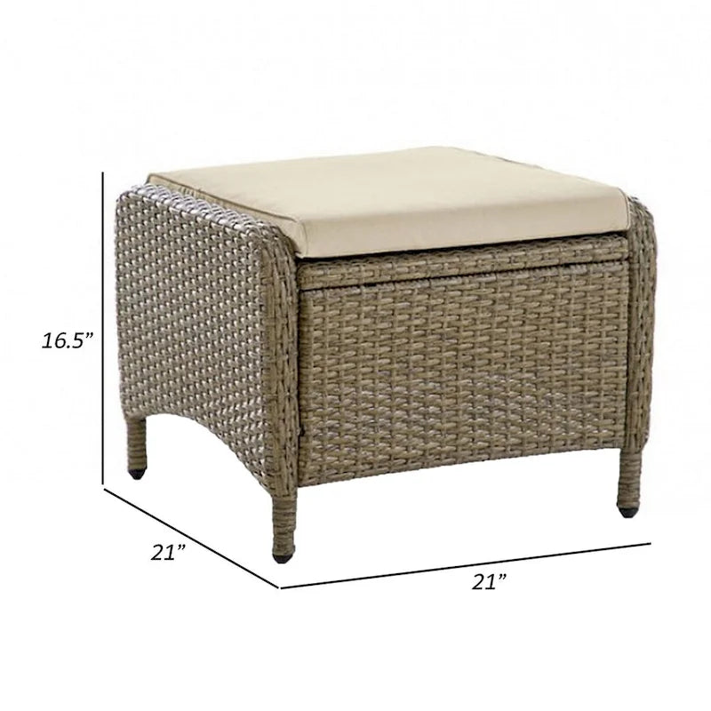 Ankia pouf quadrato da esterno 53 cm, set da 2, tessuto beige, finto vimini