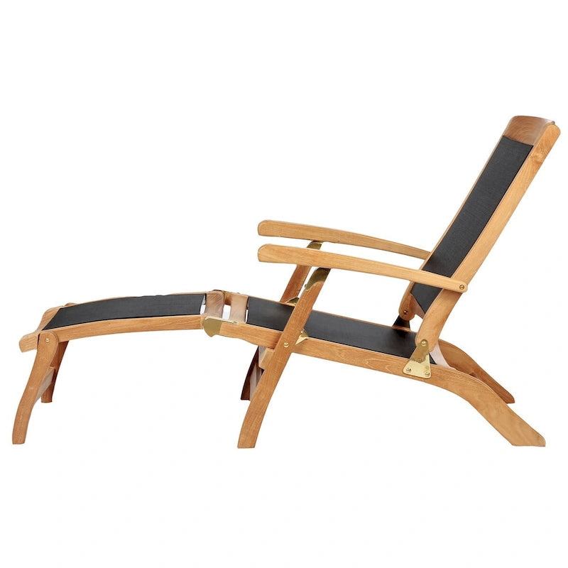 Poltrona Sdraio Steamer in Teak e Textilene Colorado