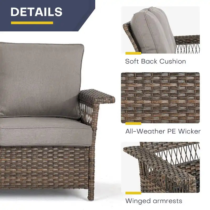 Gymojoy Divano da esterno in vimini e rattan per patio - Marrone