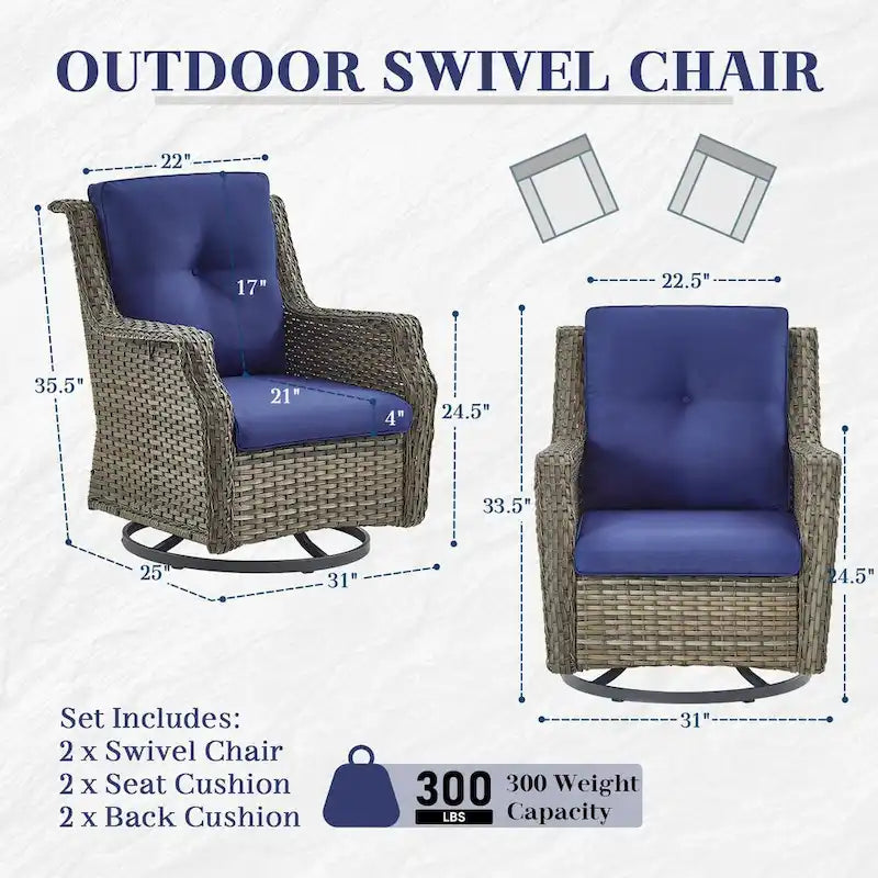 Set da 4 Pezzi con Sedie a Dondolo da Bistrò per Esterni Gymojoy - Grigio