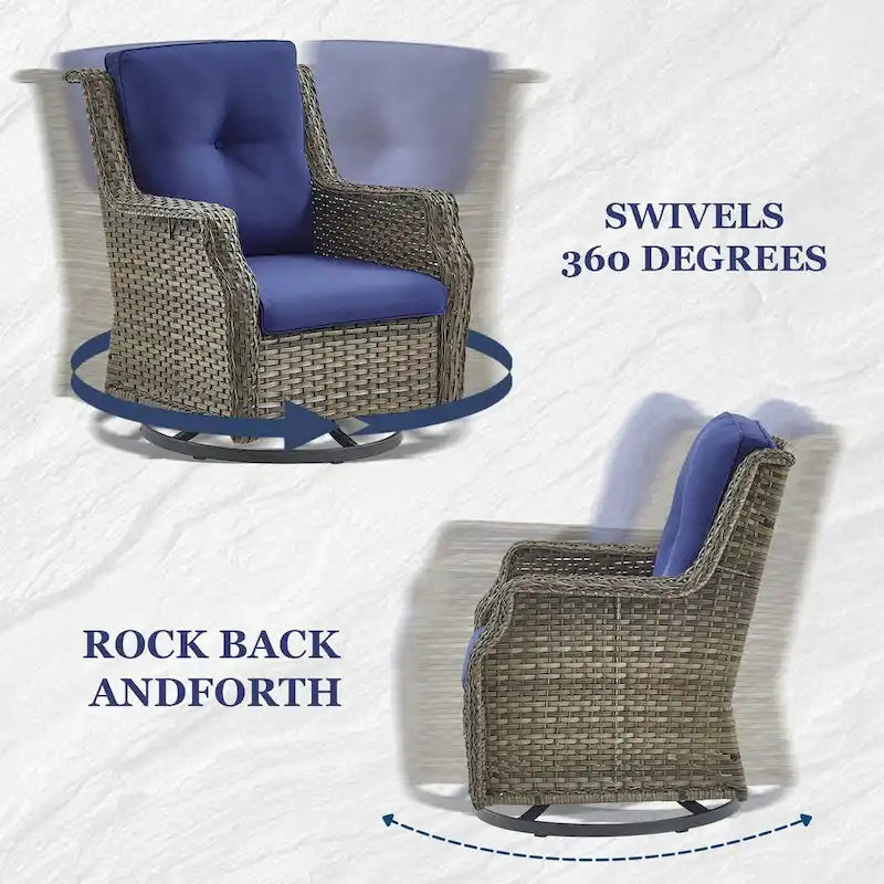 Set da 4 Pezzi con Sedie a Dondolo da Bistrò per Esterni Gymojoy - Grigio