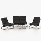 Set da conversazione per patio con divano, sedie e tavolo, con cuscini in Olefin imbottiti rimovibili in struttura di metallo per esterni (set da 4)