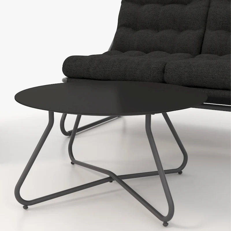 Set da conversazione per patio con divano, sedie e tavolo, con cuscini in Olefin imbottiti rimovibili in struttura di metallo per esterni (set da 4)
