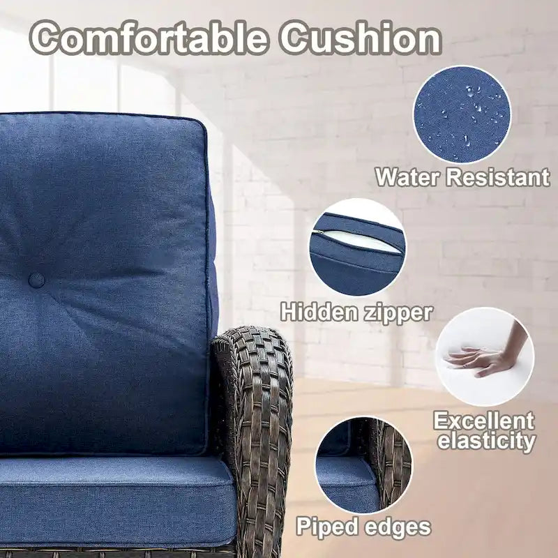 Poltrone reclinabili e girevoli Raatan con pouf e divano - Marrone