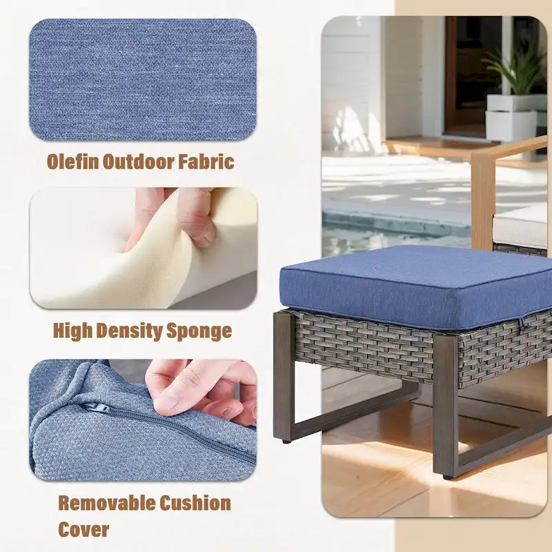 Set divano da giardino Gymojoy con sedia a dondolo e poggiapiedi - Grigio