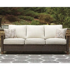 Divano da esterno a 3 posti Signature Design by Ashley Paradise Trail, marrone medio/beige - 84L x 34P x 37H