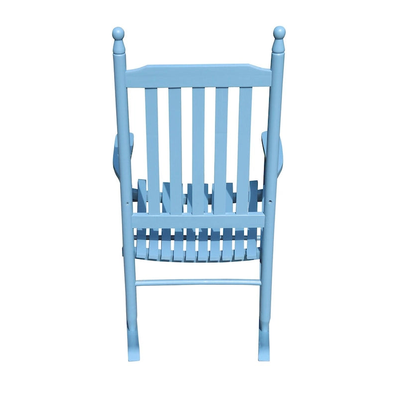 Comoda sedia a dondolo per portico, da esterno, in legno di acacia con cuscini per sedile e schienale, braccioli